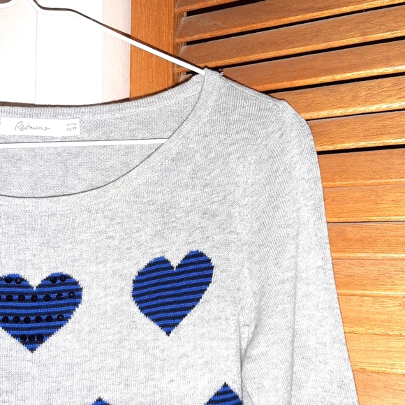 Grey 3/4 Sleeves Shirt with Embellished Hearts - Picture 5 of 9